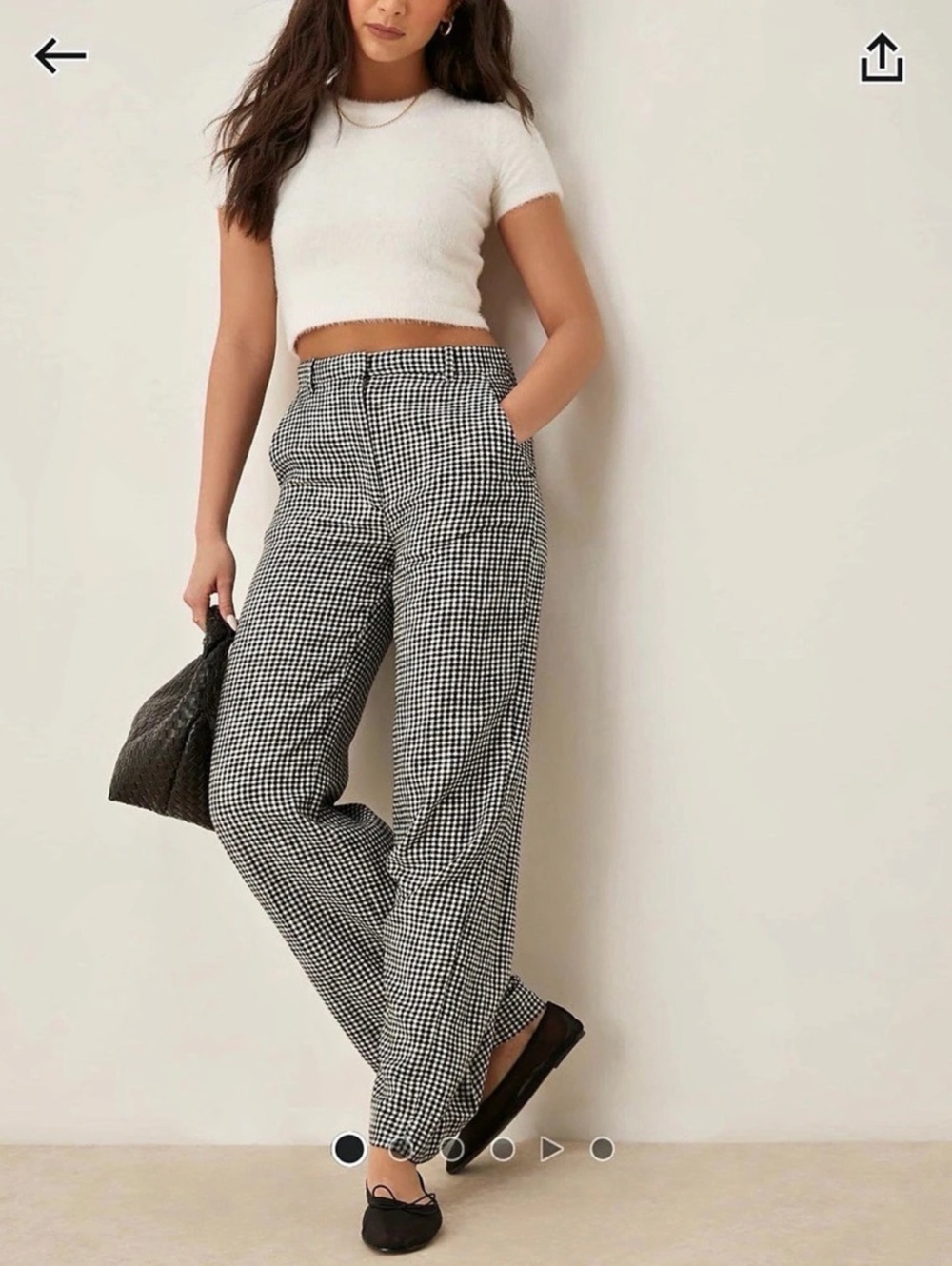 Abercrombie & Fitch A&F Sloane Tailored Wide Leg Pant Black & White